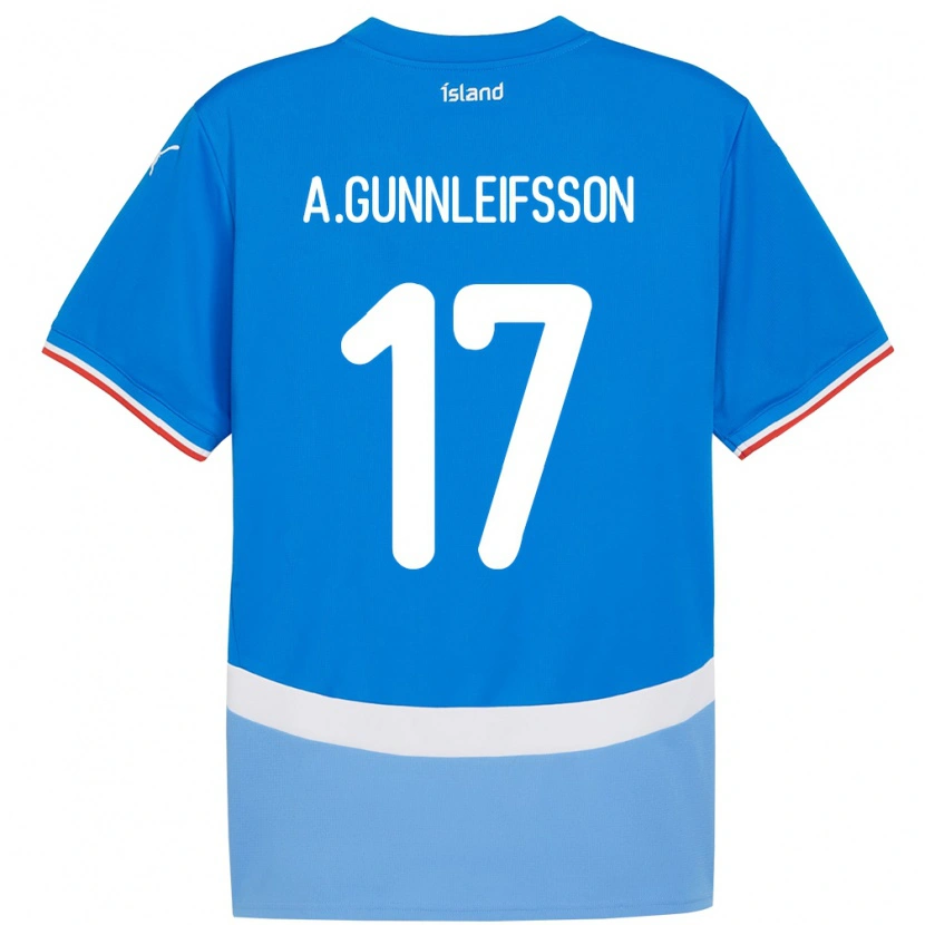 DanxenキッズアイスランドArnar Bjarki Gunnleifsson#17青ホームシャツ24-26ジャージーユニフォーム