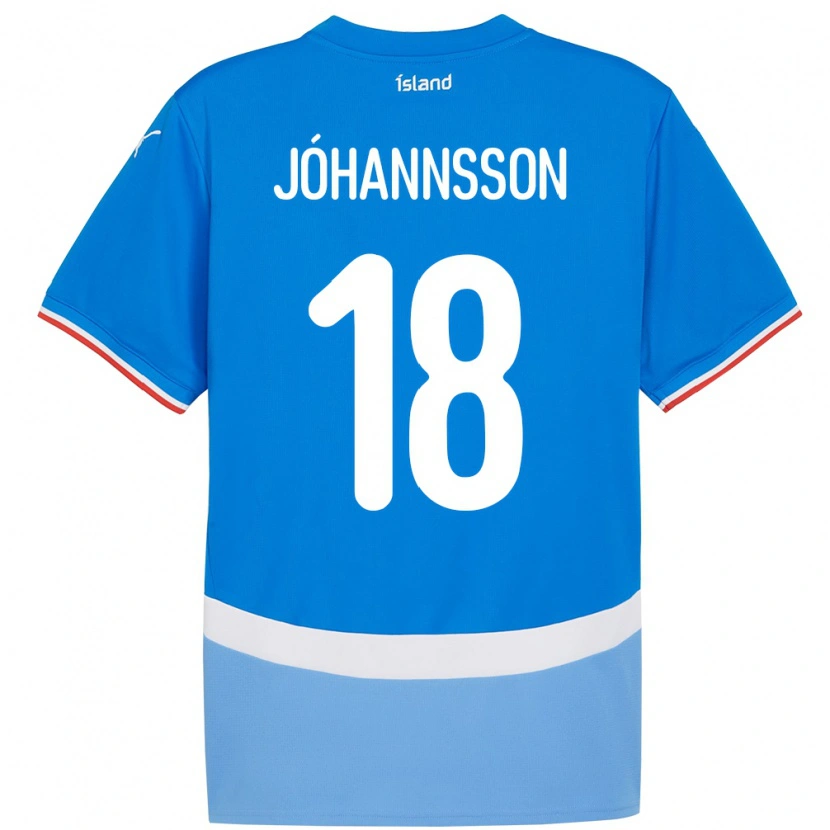 DanxenキッズアイスランドHelgi Jóhannsson#18青ホームシャツ24-26ジャージーユニフォーム