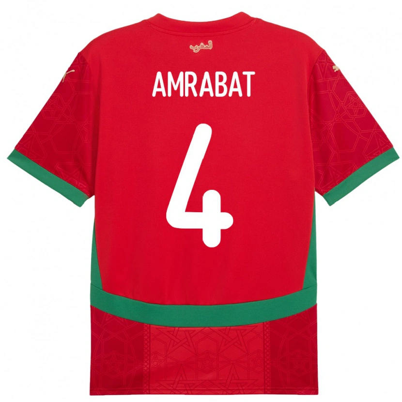 DanxenメンズモロッコSoufiane Amrabat#4赤ホームシャツ24-26ジャージーユニフォーム