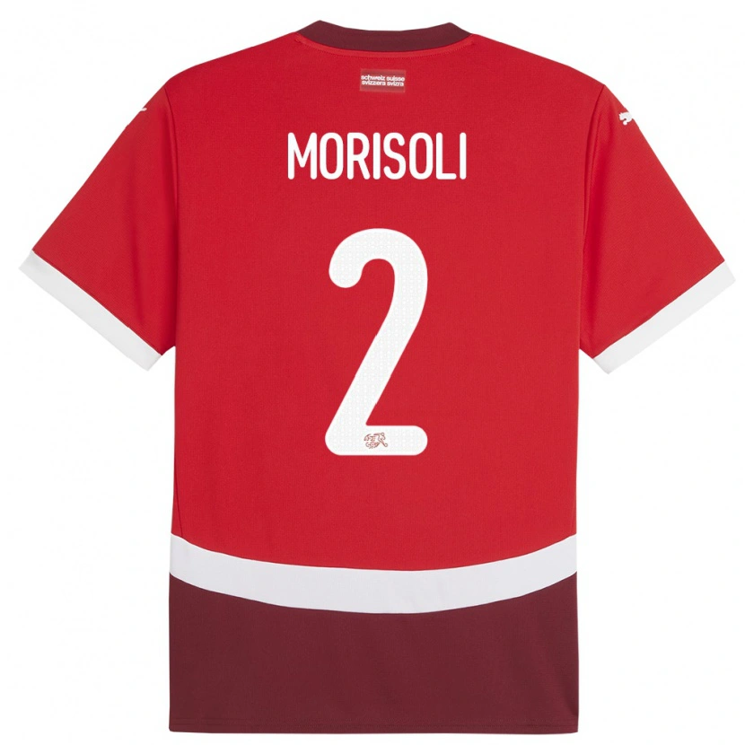 DanxenメンズスイスGabriel Morisoli#2赤ホームシャツ24-26ジャージーユニフォーム