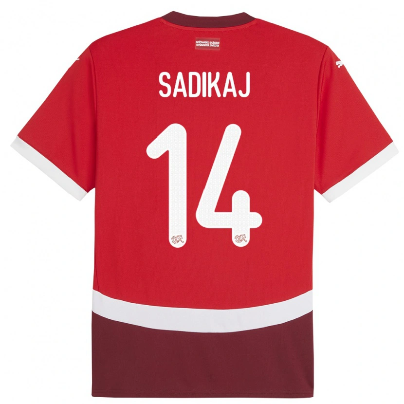 DanxenメンズスイスErblin Sadikaj#14赤ホームシャツ24-26ジャージーユニフォーム