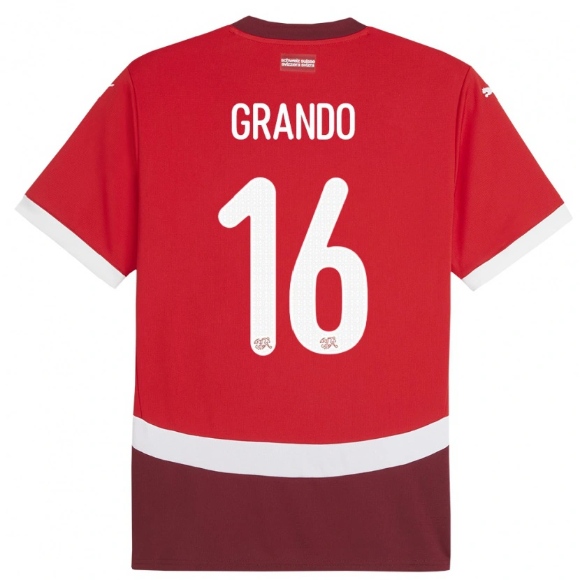 DanxenメンズスイスLeon Grando#16赤ホームシャツ24-26ジャージーユニフォーム