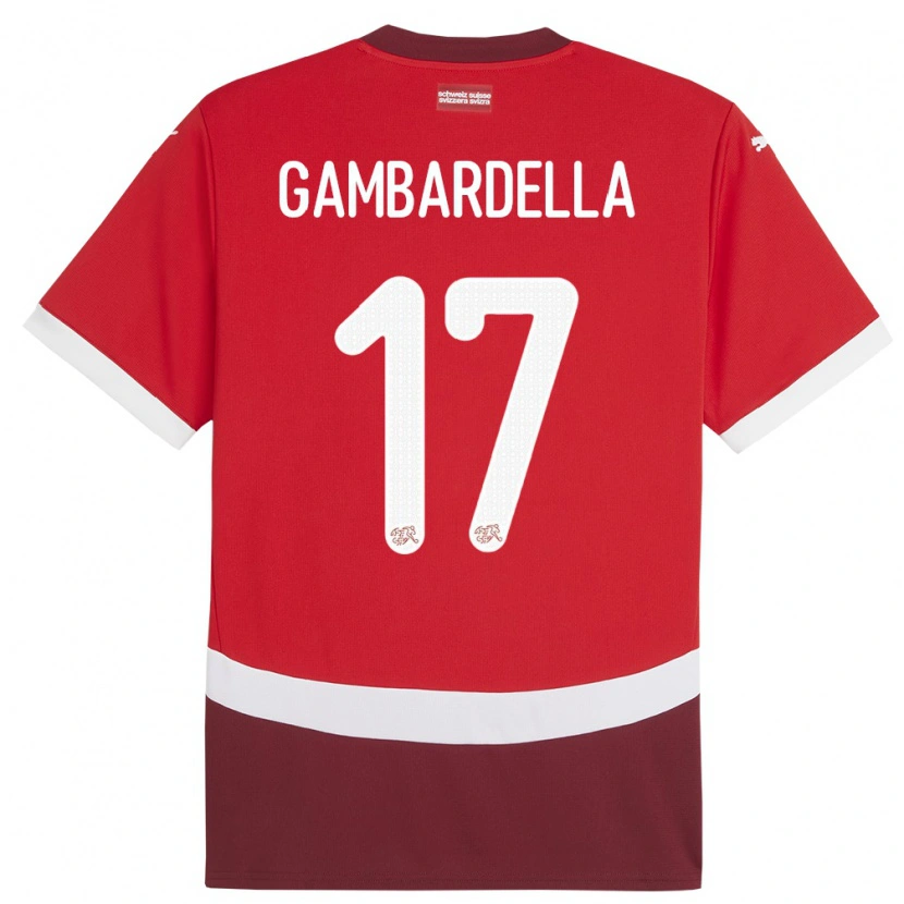 DanxenメンズスイスMatteo Gambardella#17赤ホームシャツ24-26ジャージーユニフォーム