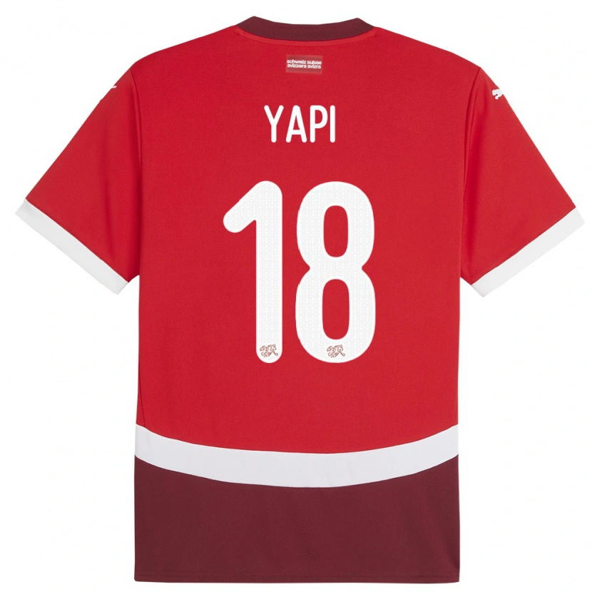 DanxenメンズスイスJosue Yapi#18赤ホームシャツ24-26ジャージーユニフォーム