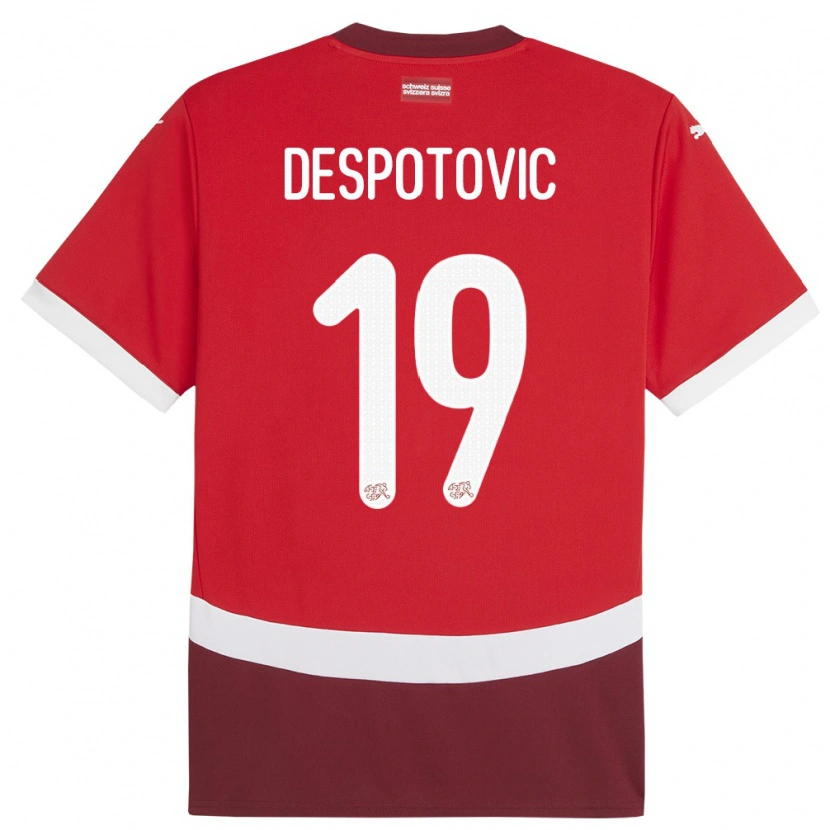 DanxenメンズスイスIlija Despotovic#19赤ホームシャツ24-26ジャージーユニフォーム