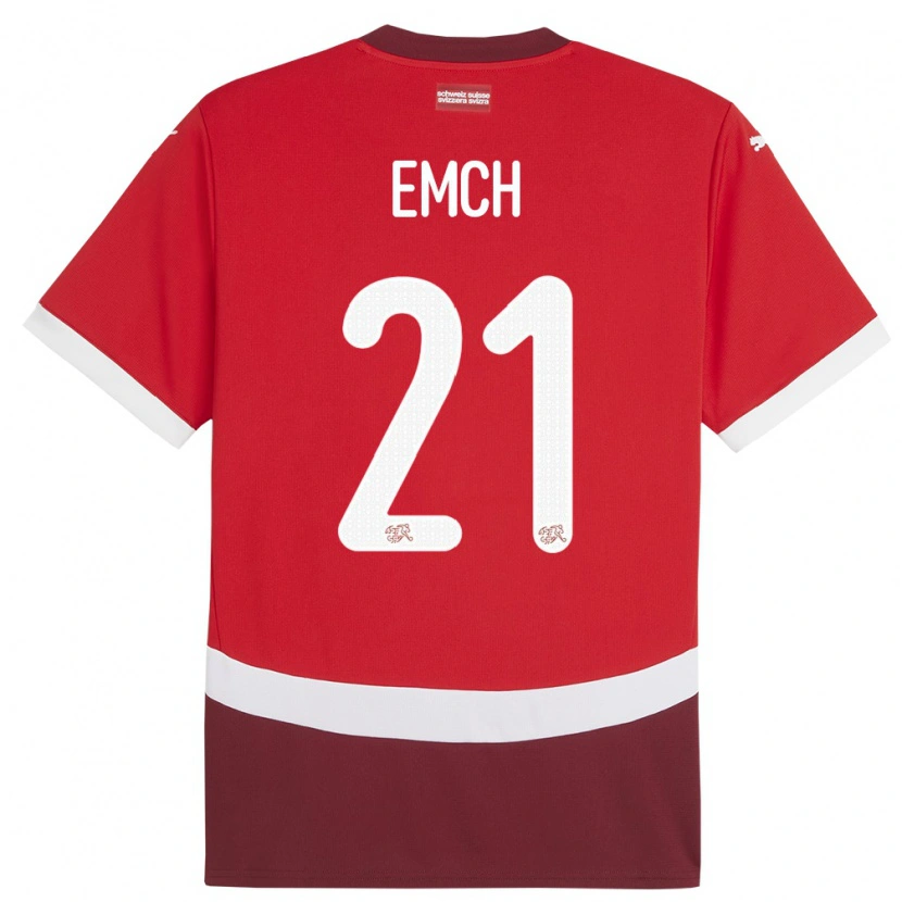 DanxenメンズスイスCyrill Emch#21赤ホームシャツ24-26ジャージーユニフォーム