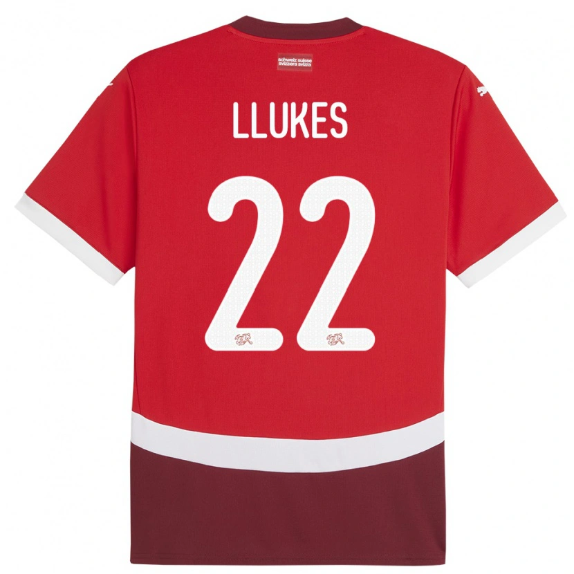 DanxenメンズスイスAdrien Llukes#22赤ホームシャツ24-26ジャージーユニフォーム