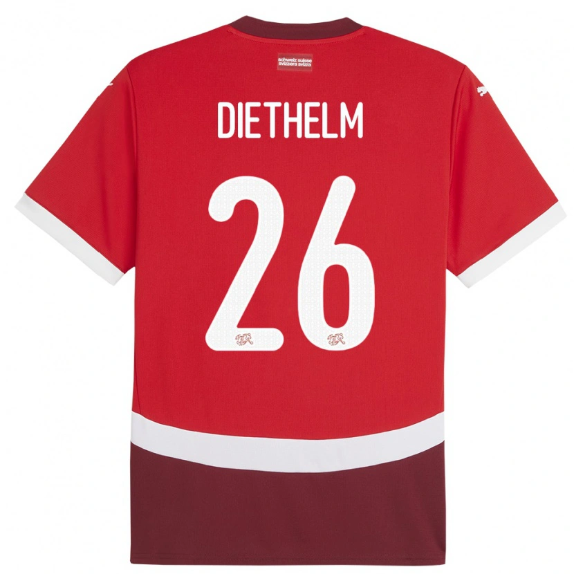 DanxenメンズスイスThierry Diethelm#26赤ホームシャツ24-26ジャージーユニフォーム