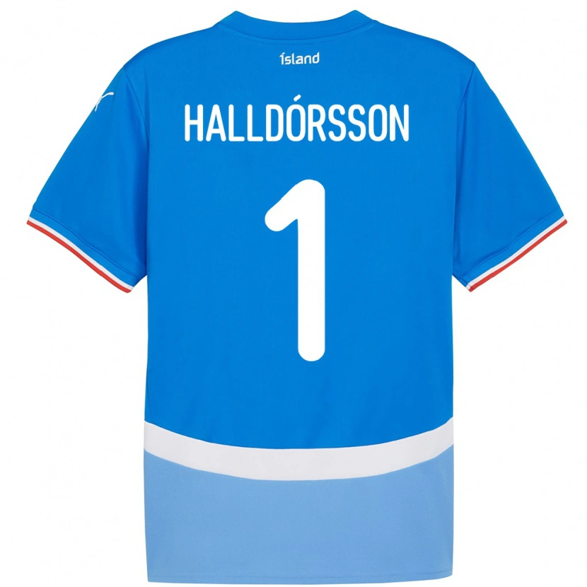 DanxenメンズアイスランドElmar Ágúst Halldórsson#1青ホームシャツ24-26ジャージーユニフォーム