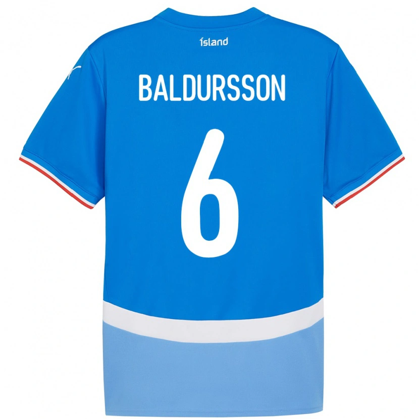 DanxenメンズアイスランドBreki Baldursson#6青ホームシャツ24-26ジャージーユニフォーム