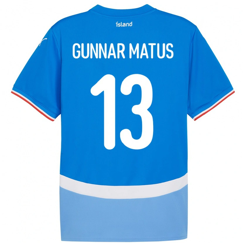 DanxenメンズアイスランドAron Gunnar Matus#13青ホームシャツ24-26ジャージーユニフォーム