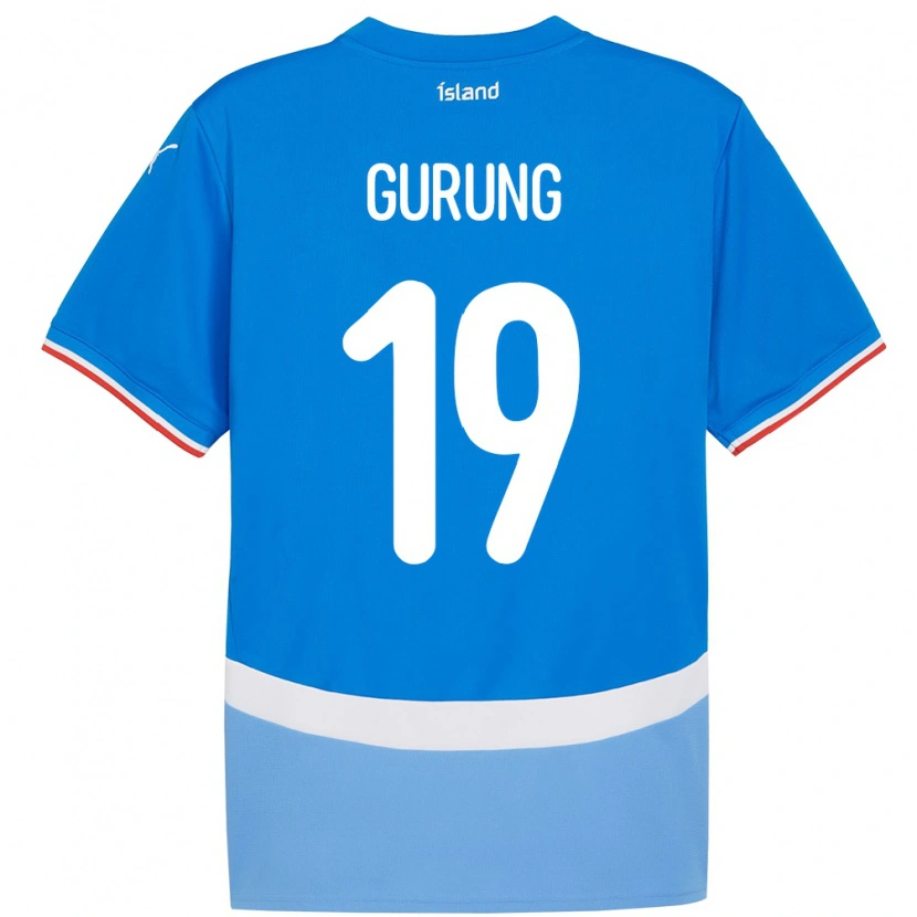 DanxenメンズアイスランドKaran Gurung#19青ホームシャツ24-26ジャージーユニフォーム