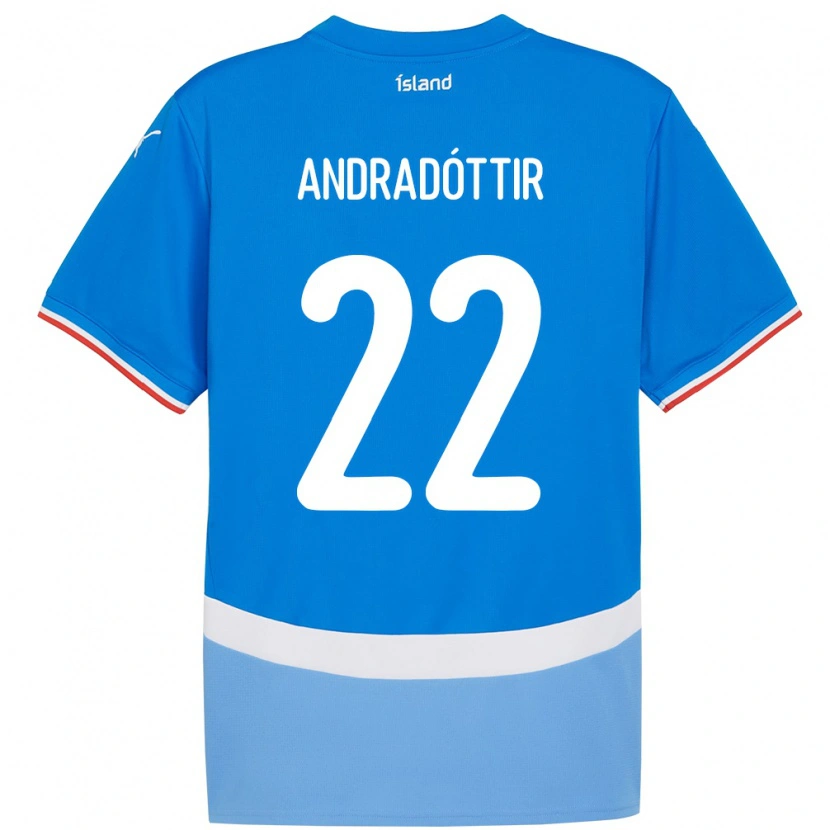 DanxenメンズアイスランドAmanda Andradóttir#22青ホームシャツ24-26ジャージーユニフォーム