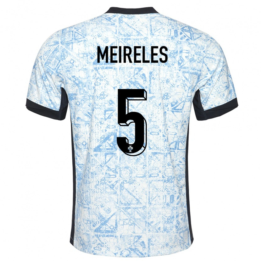 DanxenメンズポルトガルAfonso Meireles#5クリームブルーアウェイシャツ24-26ジャージーユニフォーム