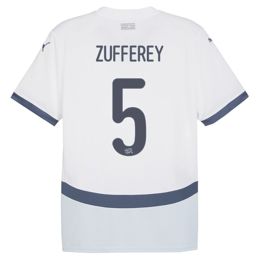 DanxenメンズスイスGil Zufferey#5白アウェイシャツ24-26ジャージーユニフォーム