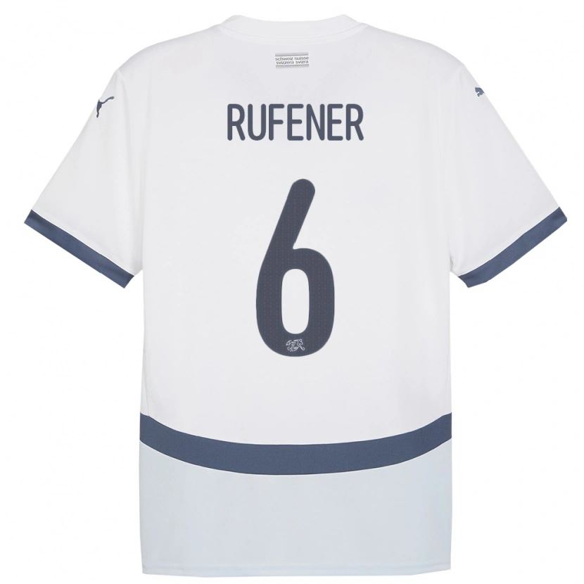 DanxenメンズスイスElio Rufener#6白アウェイシャツ24-26ジャージーユニフォーム