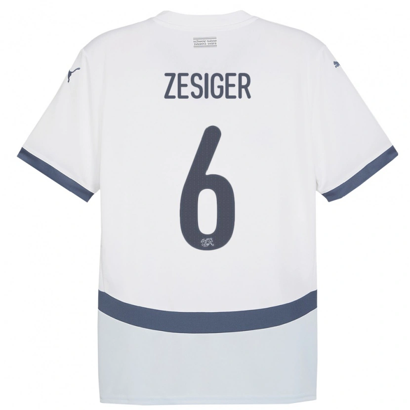 DanxenメンズスイスNavin Zesiger#6白アウェイシャツ24-26ジャージーユニフォーム