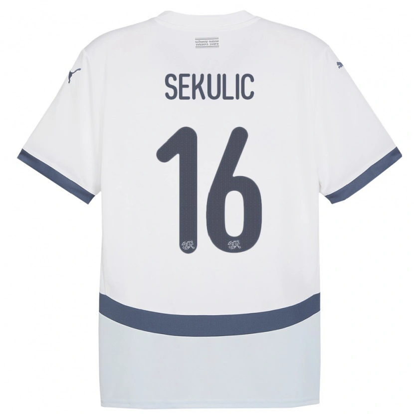 DanxenメンズスイスAleksandar Sekulic#16白アウェイシャツ24-26ジャージーユニフォーム