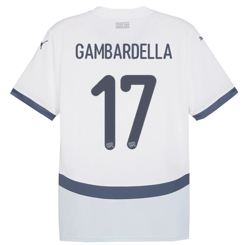 DanxenメンズスイスMatteo Gambardella#17白アウェイシャツ24-26ジャージーユニフォーム