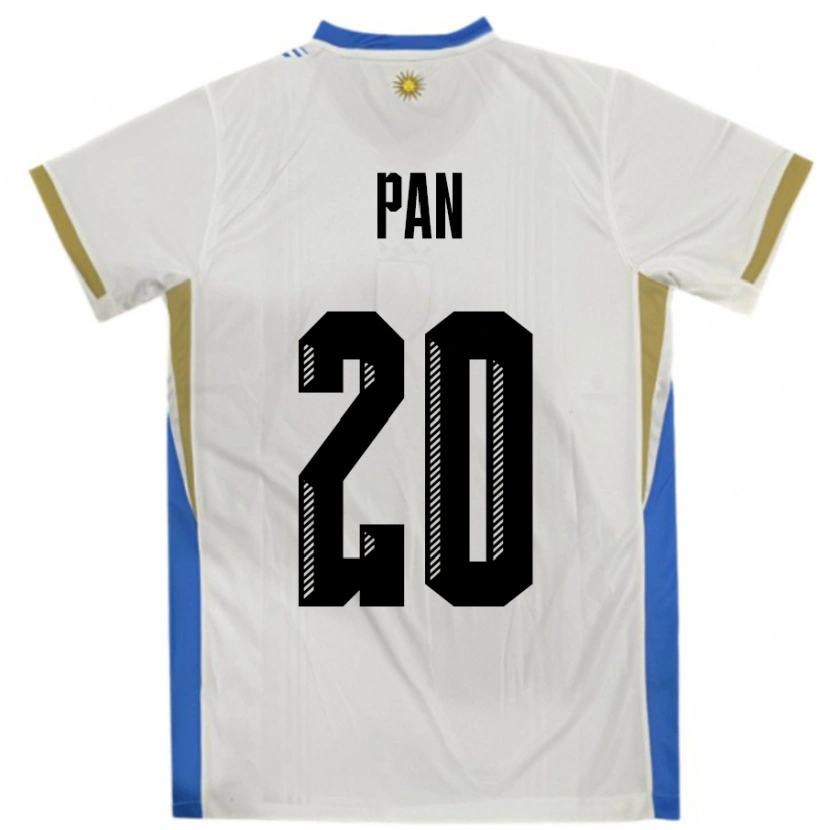 DanxenメンズウルグアイGonzalo Pan#20ホワイトブルーアウェイシャツ24-26ジャージーユニフォーム