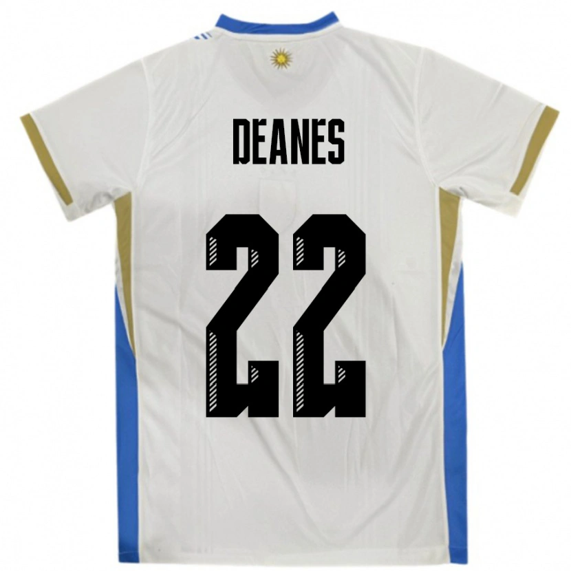 DanxenメンズウルグアイTiago Deanes#22ホワイトブルーアウェイシャツ24-26ジャージーユニフォーム