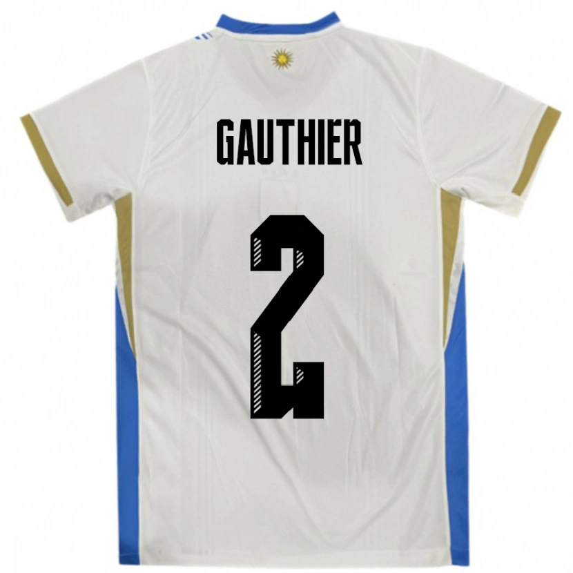 DanxenメンズウルグアイValentin Gauthier#2ホワイトブルーアウェイシャツ24-26ジャージーユニフォーム