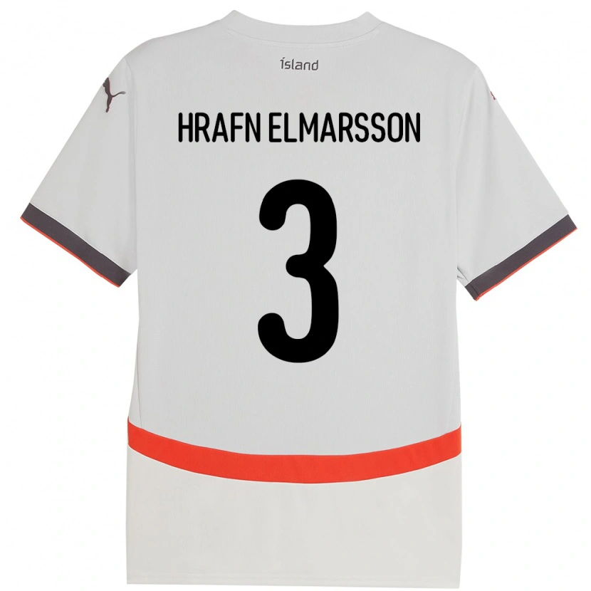 DanxenメンズアイスランドLeó Hrafn Elmarsson#3ホワイトアウェイシャツ24-26ジャージーユニフォーム