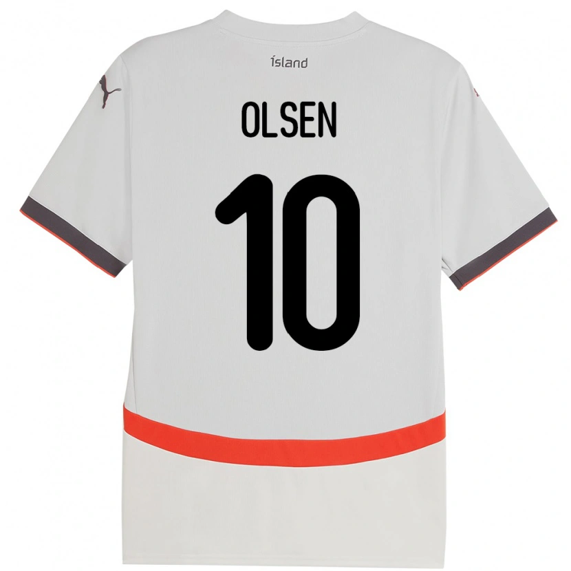 DanxenメンズアイスランドGunnar Olsen#10ホワイトアウェイシャツ24-26ジャージーユニフォーム