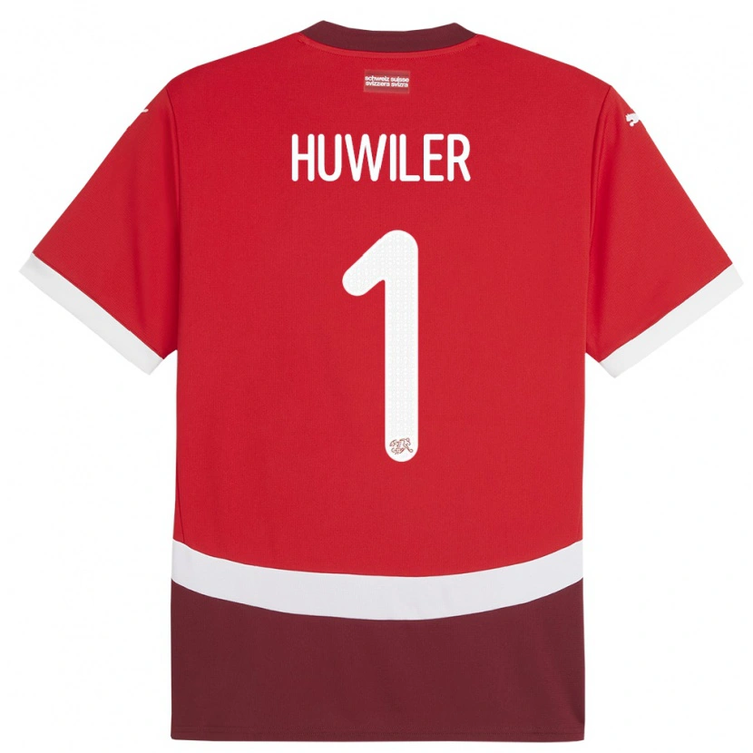 DanxenレディーススイスLionel Huwiler#1赤ホームシャツ24-26ジャージーユニフォーム