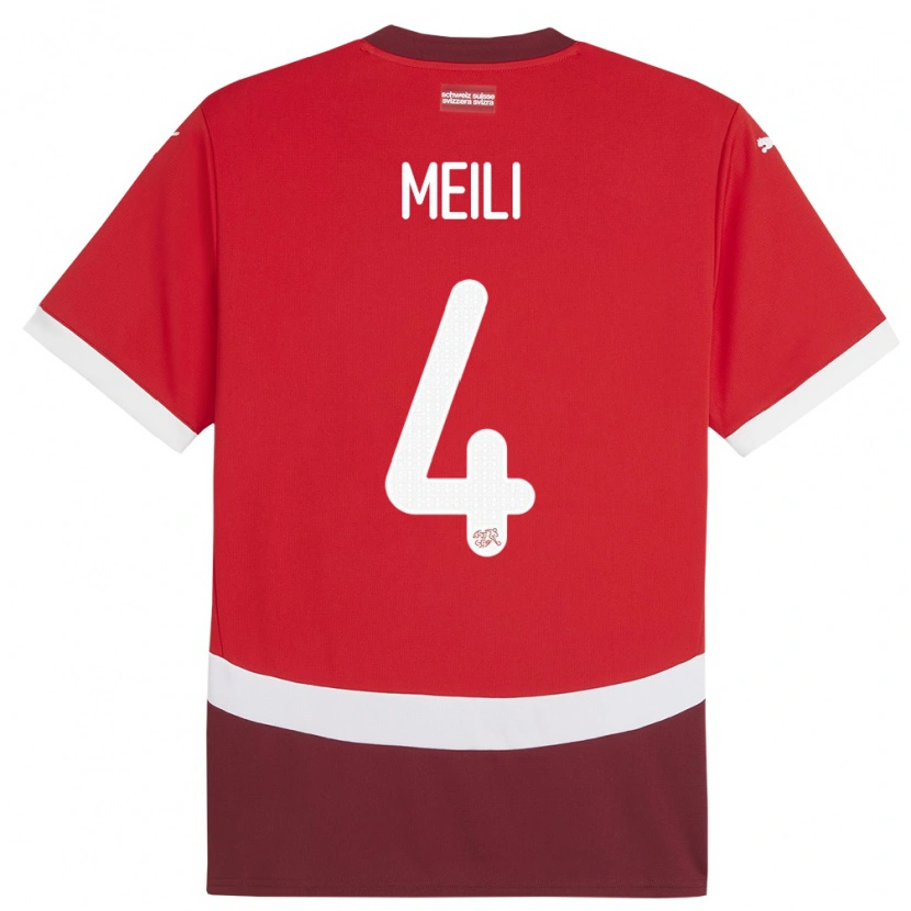 DanxenレディーススイスEzequiel Meili#4赤ホームシャツ24-26ジャージーユニフォーム