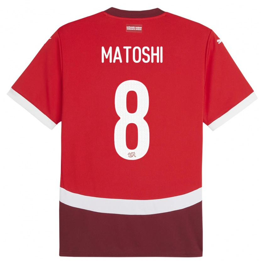 DanxenレディーススイスValmir Matoshi#8赤ホームシャツ24-26ジャージーユニフォーム