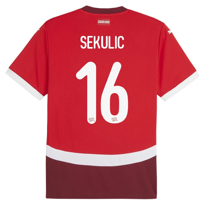 DanxenレディーススイスAleksandar Sekulic#16赤ホームシャツ24-26ジャージーユニフォーム