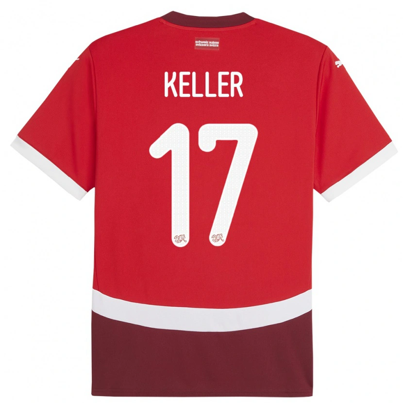 DanxenレディーススイスAaron Keller#17赤ホームシャツ24-26ジャージーユニフォーム