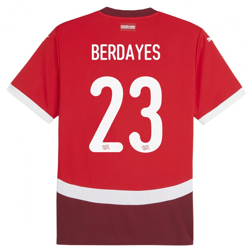 DanxenレディーススイスThéo Berdayes#23赤ホームシャツ24-26ジャージーユニフォーム