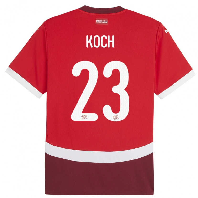 DanxenレディーススイスCédric Koch#23赤ホームシャツ24-26ジャージーユニフォーム