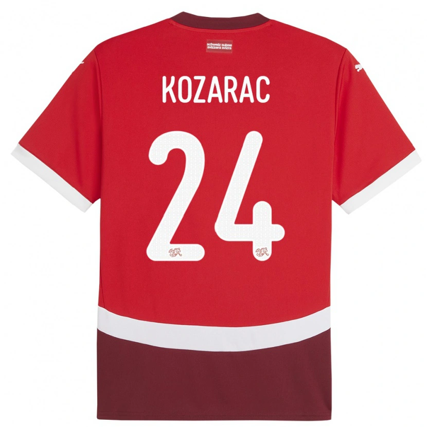 DanxenレディーススイスHaris Kozarac#24赤ホームシャツ24-26ジャージーユニフォーム