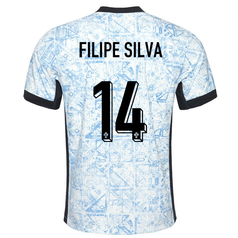 DanxenレディースポルトガルFilipe Silva#14クリームブルーアウェイシャツ24-26ジャージーユニフォーム