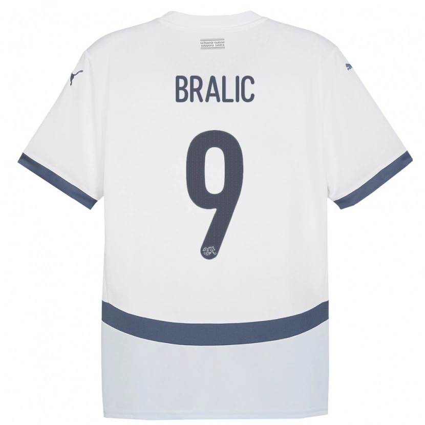 DanxenレディーススイスJosip Bralic#9白アウェイシャツ24-26ジャージーユニフォーム