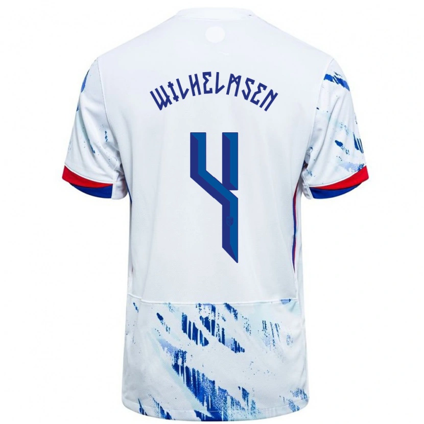 DanxenレディースノルウェーAndreas Wilhelmsen#4ホワイトブルーアウェイシャツ24-26ジャージーユニフォーム