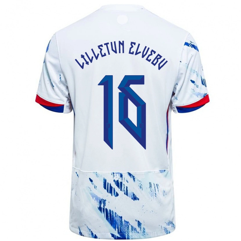 DanxenレディースノルウェーAleksander Lilletun Elvebu#16ホワイトブルーアウェイシャツ24-26ジャージーユニフォーム