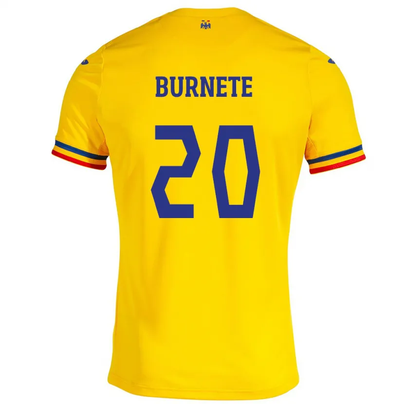 DanxenキッズルーマニアRareș Burnete#20イエローホームシャツ24-26ジャージーユニフォーム