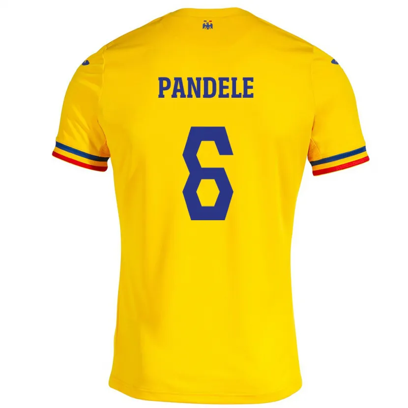 DanxenレディースルーマニアAndrei Pandele#6イエローホームシャツ24-26ジャージーユニフォーム