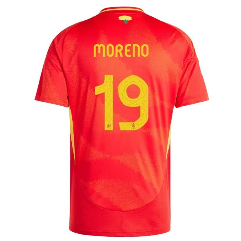 DanxenキッズスペインVictor Moreno#19赤ホームシャツ24-26ジャージーユニフォーム