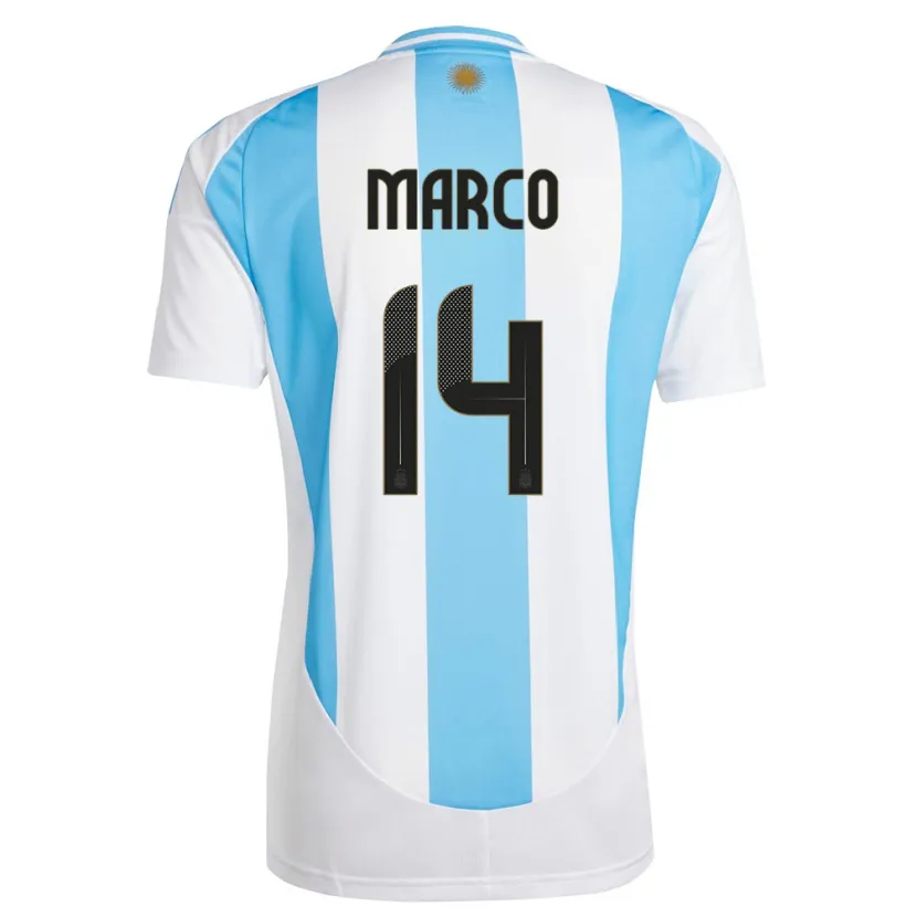 DanxenキッズアルゼンチンFrancisco Marco#14白 青ホームシャツ24-26ジャージーユニフォーム