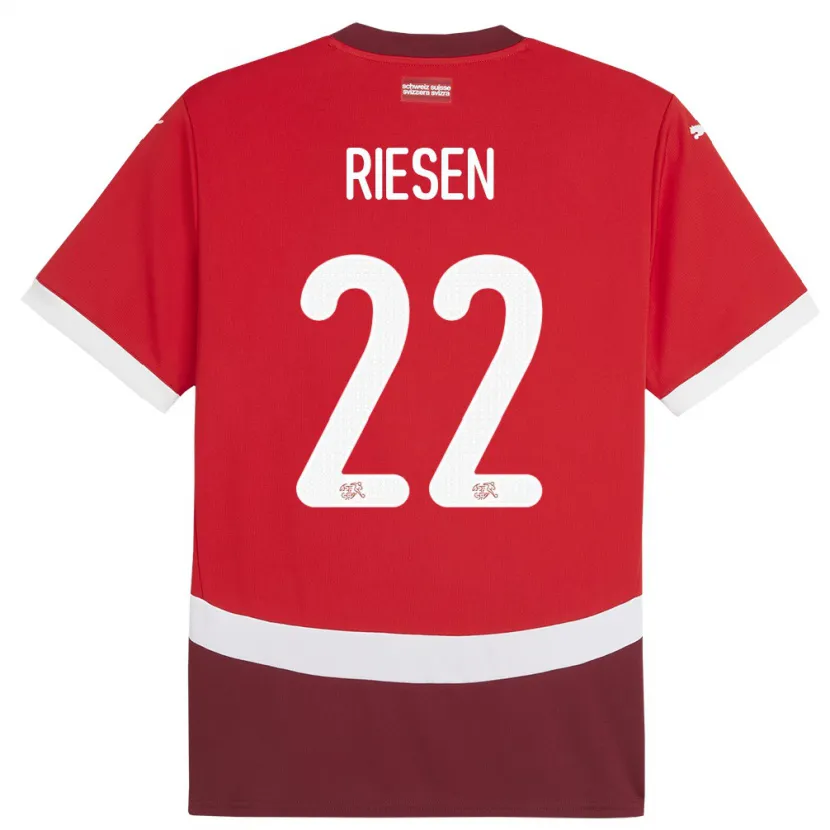 DanxenキッズスイスNadine Riesen#22赤ホームシャツ24-26ジャージーユニフォーム