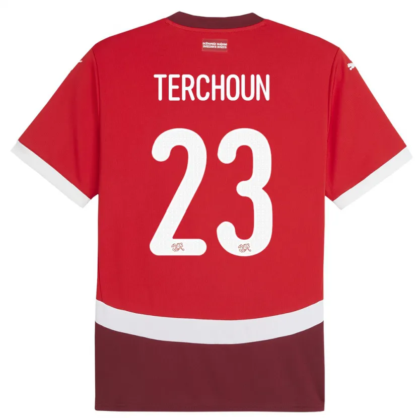 DanxenキッズスイスMeriame Terchoun#23赤ホームシャツ24-26ジャージーユニフォーム