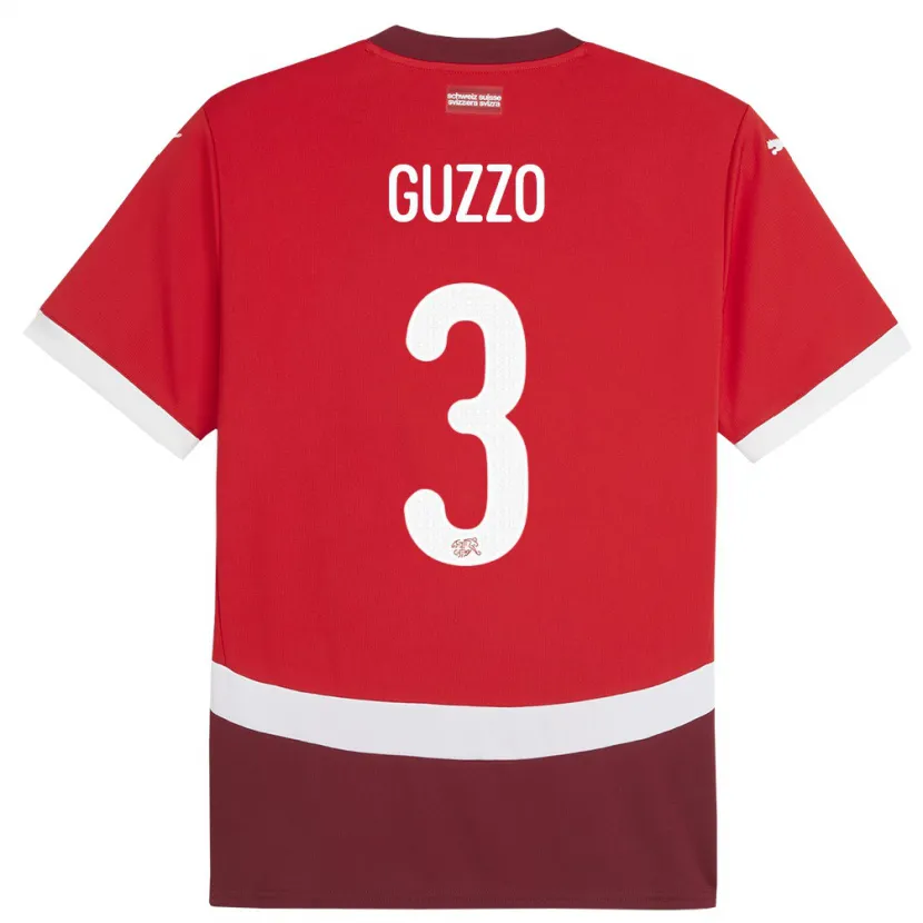 DanxenキッズスイスRamon Guzzo#3赤ホームシャツ24-26ジャージーユニフォーム