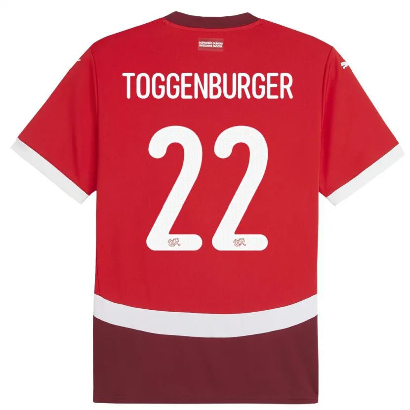 DanxenキッズスイスNando Toggenburger#22赤ホームシャツ24-26ジャージーユニフォーム