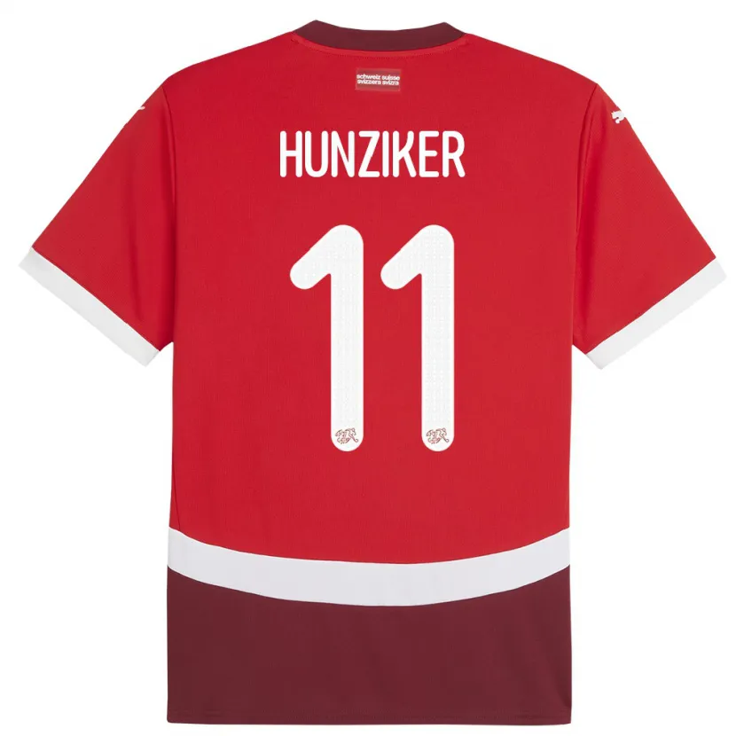 DanxenキッズスイスAndrin Hunziker#11赤ホームシャツ24-26ジャージーユニフォーム