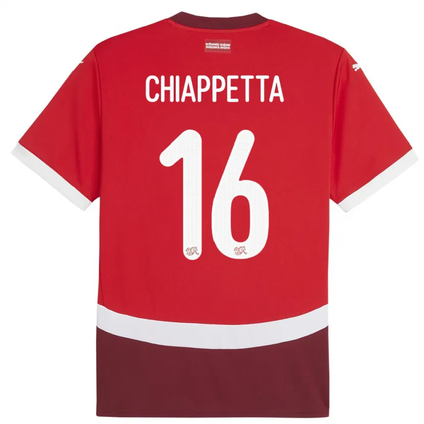 DanxenキッズスイスCarmine Chiappetta#16赤ホームシャツ24-26ジャージーユニフォーム